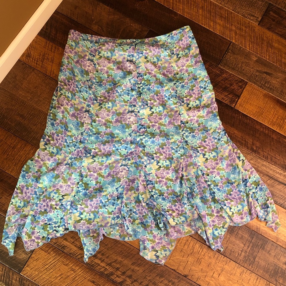 Notations Size L Flower Printed Lined Skirt